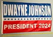 DWAYNE JOHNSON FLAG FREE SHIP USA SELLER! 2024 President Red Blue USA Sign 3x5
