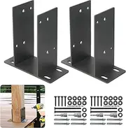 4 x 4in Post Base, High Hardness Heavy Duty Carbon Steel Post Anchor, Powder Coated Mailbox Post Brackets for Pavilion, Garden (2pc 4 * 4in)