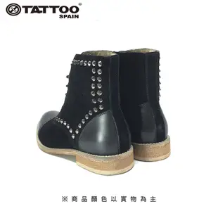 TATTOO 復古鉚釘短靴-黑A127B01