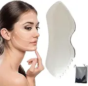 Gua Sha Facial Tools 304 Stainless Steel Gua Sha Mirror Polished Guasha Tool with Teeth Rounded Edge 3.9x1.6in Guasha Scraping Massage Tools with Storage Bag