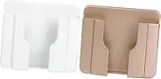 2Pcs Wall Mounted Phone Storage Rack Adhesive Mobile Phone Charging Holder for Bedroom Office Dormitory Sturdy White and Golden Design
