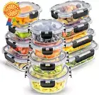 12 Pack Glass Food Storage Containers, Leak Proof, Microwave & Oven Safe Lids