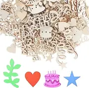 Diy Birthday Cake Wood Slices 150pcs Mini Craft Wood Shapes Decorative Cutouts for Custom Painting