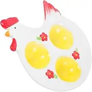 PRETYZOOM Porcelain Egg Holder for Countertop Decorative Storage for Eggs Utensils Space Saving Design Chicken Shaped Container