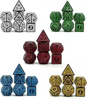 Poludie 5 Sets DND Dice, Polyhedral Dice Set (42pcs) with Leather Dice Bag, D&D Dice Set for Dungeons and Dragons, RPG, MTG Table Games (Window Lattice Carved Series)