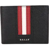 在飛比找Yahoo奇摩購物中心優惠-BALLY TEVYE 經典紅白條紋黑色六卡對折短夾