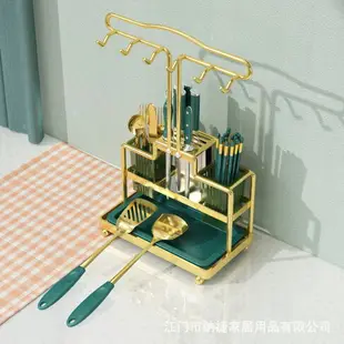 多功能一體輕奢廚房刀架置物架菜刀鍋鏟筷子勺子收納架瀝水架