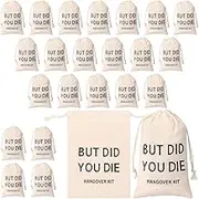 AwObEpl 24 Pcs Hangover Kit Bag with Drawstring Soft Cloth Party Favor Bag Multifunctional Bachelor Party Supply for Candy Jewelry Mini Cosmetic Beige/Pink (Style 3)