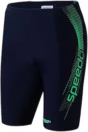 [Speedo] Boy's Sports Logo Jammer, Navy/Fake Green, 13-14