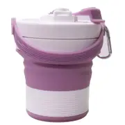 Silicone Folding Coffee Cup Sports Cup Travel Cup Office Retractable Cup with Straw PINK COLOR