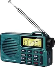 WINNIW Benss Portable Radio, DSP and AM/FM Bluetooth 5.0 radio, Small Radio, Portable Radios Mains and Battery, USB Charging for 17+ Hours Playback, Alarm and Sleep Function(Army Green)