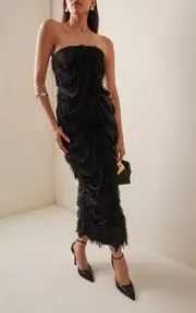[E.Stott] Alana Fil Coupe Organza Midi Dress