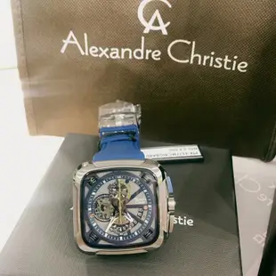 WK.手錶✨Alexandre Christie 6577MC AC 時尚圓方男錶工業藍膠錶 防水原廠保固一年 實體店面