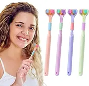 JTLB Pack of 4 Three-Sided Toothbrushes Soft Bristle Toothbrush for Adults V-Shaped Toothbrush Non-Slip Cleaning Toothbrush