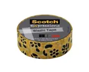 Scotch Expressions Washi Tape, 5/8" x 393", Gold Flowers