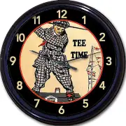 Golf Tee Time Wall Clock Golfer Vintage Look Man Cave NEW 10"