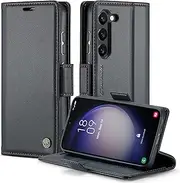 for Samsung Galaxy S24 Plus 5G Case,for Galaxy S25 Plus 5G Wallet Case,Boyobacase RFID Blocking Phone Cover [Card Slot] [Stand Feature] [Side Magnetic Closure]-Black