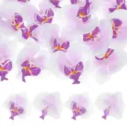 20Pcs Silk Faux Artificial Orchid Flower Heads Petals Decor 2.76", White Purple