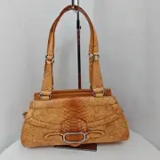 Cole Haan Trinity Python Handbag Triple Zip Salmon Orange NWT