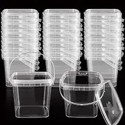50PCS 10 oz Slime Containers with Lids and Handles, Plastic 300ml Storage Bucket Containers, Clear Empty Slime Buckets for Slime DIY Slime, Art Craft, Pigment, Small Tools, Part Material
