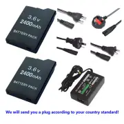 2x Battery For Sony PSP-2001 2002 2003 2004 2005 2006 PSP-3002 +AC POWER Adapter