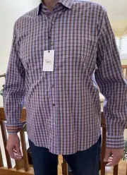 ROBERT GRAHAM Dress Shirt Purple Brown Size XL NEW $228