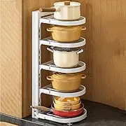 LYWY Vertical Metal Pots, Vertical Storage Brackets for Kitchen Cabinets on Counter or Under Sink (Colour: White, Size: 28 x 23 x 53 cm 5)