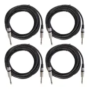 4Pcs 25ft 1/4" 6.35mm Male Cables to 1/4" 6.35mm Male Mono for Audio DJ Speaker