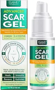 Silicone Scar Gel Scar Cream - Advanced Scar Gel for Surgical Scars, C-Section, Stretch Marks, Acne, Injury, Burns, Keloids, Old and New Scars 50ml(Maximum Strength 100% Silicone)