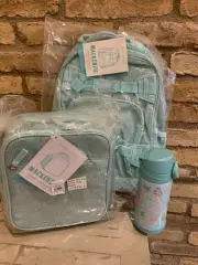 Pottery Barn Kids Small Aqua Glitter Backpack Lunchbox Mermaid Water Bottle