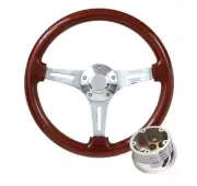 14" Mahogany and Chrome Steering Wheel Kit for 1967 - 1968 Pontiac Tempest