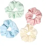 DANGWU Hair Rings For Braids 4Pcs Satin Hair Rings Solid Color Hair Accessories Large Hair Rings