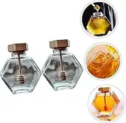 HEALEEP 380ml Honey Jars Glass Bottle with Wooden Lid Jar Honey Container with Stirrer