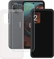 [LCEHTOGYE] Case for Nokia XR21 + Tempered Glass Screen Protector, Slim Transparent + Black Soft TPU Bumper Protective Phone Case Cover for Nokia XR21 (6,49")