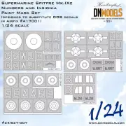1/24 Supermarine Spitfire Mk.IXc Numbers & Insignia Masking for Airfix 17001