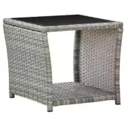 vidaXL Coffee Table Grey 45x45x40 cm Poly Rattan and Glass HFE AU