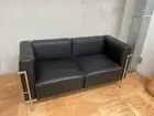 2 Seater CUBE LOUNGES - replica Le Corbusier couches - black leather look