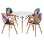 Dining Table and 4 Chairs Set DSW White