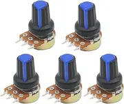 MGTCAR 5pcs WH148 3pin B1K B1M ohm 1K 2K 5K 10K 20K 6Pin 15mm 10K 3 Terminal Linear Taper Rotary Potentiometer for 3 203 503 104(Blue,2K Ohm)