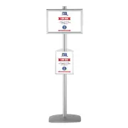 Free Standing Single Sided Silver, Aluminum Sign Holder Frame - Acrylic Shelf