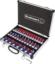 Stalwart 35-Piece Router Bits Set - Carbide Woodworking Tool Kit for Home Improvement - Includes Allen Wrench and Aluminum Carrying Case by