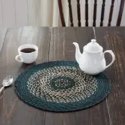 New Country Cabin Rustic BLACK PINE GREEN Jute Braided Trivet Candle Mat Doily