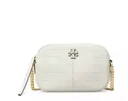 TORY BURCH McGraw croc embossed leather small crossbody camera bag - White