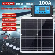 200W Solar Panel 12V Charger Battery Mono Power & 100A Regulator RV Boat Travel