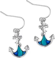 Silver Anchor earrings with Abalone shell inlay by Beach Gypsy's