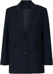 [SELECTED FEMME] Women's Slfrita LS Relaxed Blazer Pin STRI Noos
