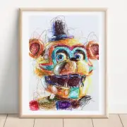 Glamrock Freddy Ballpoint Pen Print, Five Nights At Freddys Security Breach Art