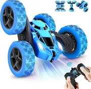 Remote Control Car for Kids Ages 6+, RC Cars Stunt Car Toy 4WD 2.4Ghz Double Sided 360° Rotating, RC Cars with Headlights, Drift RC Race Car Birthday Christmas for Boys 6 7 8 9 10 11 12 (Blue)