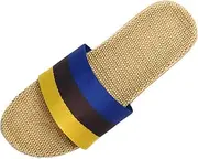 [HRFEER] Men Slippers Silent Floor House Slipper Lightweight Linen Summer Beach Shoes for Men's Sandals