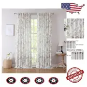 Light-Filtering Jacobean Floral Curtains - Semi-Sheer Drapes for Home Decoration